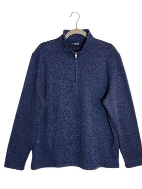 Izod Heather Blue Fleece Quarter Zip Sweater Size Large